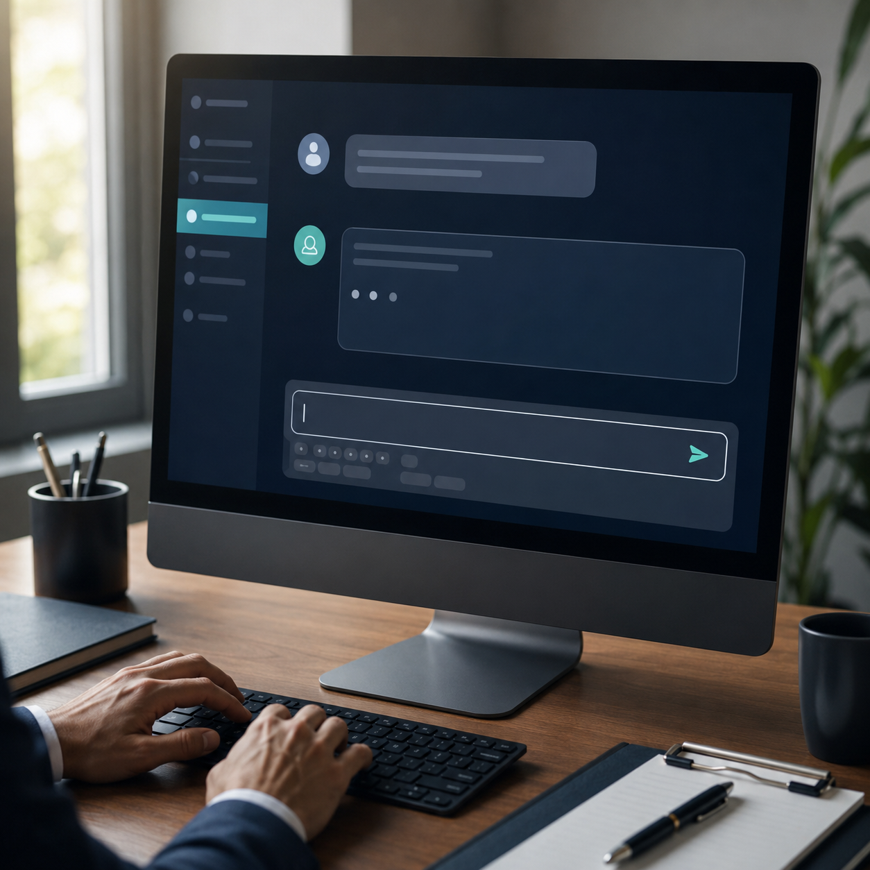 Tela com um pedido de texto sendo digitado para uma assistente de IA